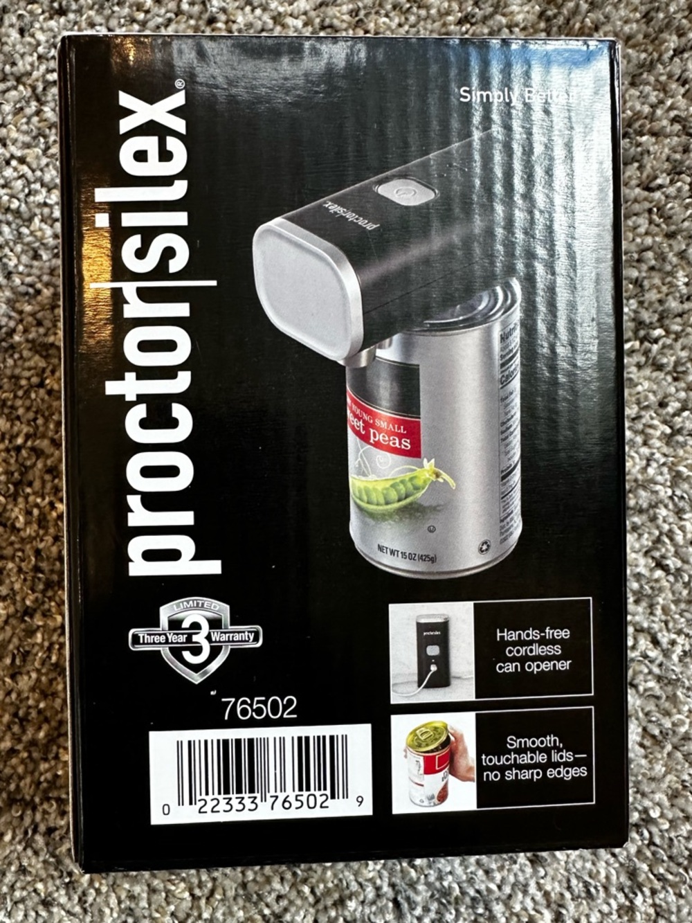 Proctor Silex Black Cordless Hands-Free Can Opener